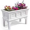 FastFurnishings White Rectangular Raised Garden Bed Planter Box with Removeable Trays 