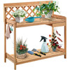 FastFurnishings Solid Wood Garden Work Table Potting Bench in Natural Finish 