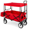 FastFurnishings Collapsible Utility Wagon Cart Indoor/Outdoor with Canopy - Red 