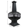 FastFurnishings Large Black Outdoor Steel Chimenea Wood Burning Fire Pit 