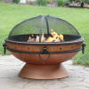 FastFurnishings Cauldron Steel Wood Burning Fire Pit with Spark Screen 