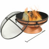 FastFurnishings Cauldron Steel Wood Burning Fire Pit with Spark Screen 