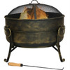 FastFurnishings Outdoor 24-inch Diameter Steel Cauldron Wood Burning Fire Pit 
