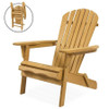 FastFurnishings All Weather Adirondack Large Foldable Chair Natural Finish 