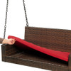 FastFurnishings Brown Wicker Hanging Patio Porch Swing Bench w/ Mounting Chains and Red Seat Cushion 