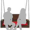 FastFurnishings Brown Wicker Hanging Patio Porch Swing Bench w/ Mounting Chains and Red Seat Cushion 