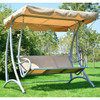 FastFurnishings Sturdy 3-Person Outdoor Patio Porch Canopy Swing in Sand Color 