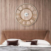 FastFurnishings 20-inch Classic Farmhouse Natural Wood Roman Numerals Wall Clock 