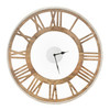 FastFurnishings Natural Wood 16-inch Classic Farmhouse Roman Numerals Wall Clock 