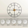 FastFurnishings 36-inch Metal Silent Wall Clock with Roman Numerals and Wooden Center 