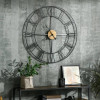 FastFurnishings 36-inch Metal Silent Wall Clock with Roman Numerals and Wooden Center 