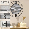 FastFurnishings Large 32-inch Roman Numeral Wall Clock Black Metal with Grey Wood Interior 