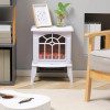 FastFurnishings White Electric Fireplace Heater with Realistic Log Flame LED 