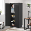 FastFurnishings Black Steel Lockable Storage Cabinet Shelving Unit with 4 Adjustable Shelves 