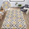 FastFurnishings 3'3" x 5' Grey Yellow Trellis Geometric Polypropylene Area Rug 