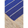 FastFurnishings 2' x 3' Striped Hand-Tufted Wool/Cotton Blue Area Rug 