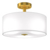 FastFurnishings Modern 3-Light Ceiling Mount Glass Pendant Drum Lamp Chandelier White Bronze 