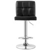 FastFurnishings Set of 2 Modern Adjustable Height Bar Stools with Black PU Leather Swivel Seat 