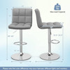 FastFurnishings Set of 2 Modern Adjustable Height Barstools w/ Comfortable Grey PU Leather Seat 