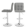 FastFurnishings Set of 2 Modern Adjustable Height Barstools w/ Comfortable Grey PU Leather Seat 