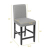 FastFurnishings Set of 2 Modern Kitchen Dining Barstools w/ Black Wood Legs and Grey Linen Seat 