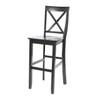 FastFurnishings Set of 2 - X-Back Solid Wood 30-inch Barstools in Black Finish 