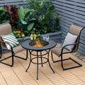 FastFurnishings 4 in 1 Fire Pit, Grill Cooking BBQ Grate, Ice Bucket, Dining Table 