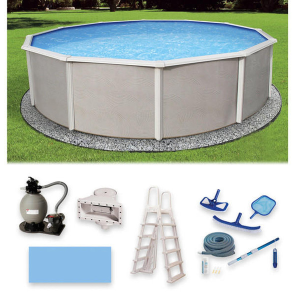 Asahi Pools Belize Round 52" Deep Above Ground Swimming Pool Package 