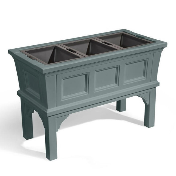 FastFurnishings Green Rectangular Raised Garden Bed Planter Box with 3 Removeable Trays 