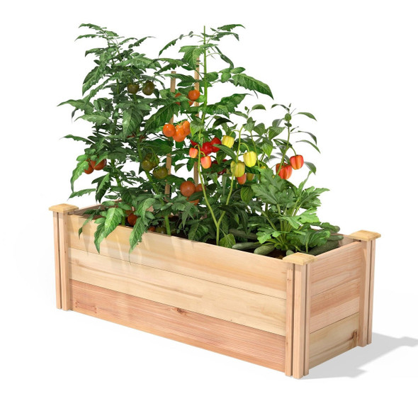 FastFurnishings 48 in x 16 Premium Cedar Wood Raised Garden Bed - Made in USA 