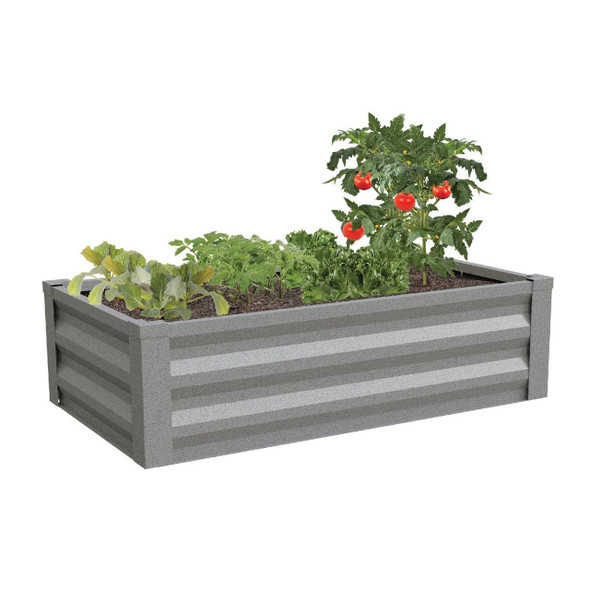 FastFurnishings Gray Powder Coated Metal Raised Garden Bed Planter Made In USA 
