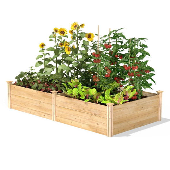 FastFurnishings 17-inch High Cedar Wood Raised Garden Bed 4 ft x 8 ft - Made in USA 