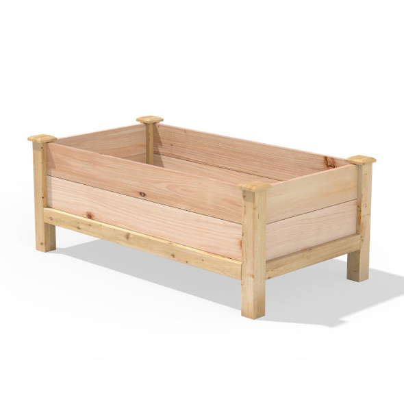 FastFurnishings Farmhouse 24-in x 48-in x 19-in Cedar Elevated Victory Garden Bed - Made in USA 