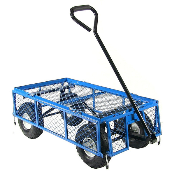 FastFurnishings Heavy Duty Blue Wheelbarrow Steel Log Garden Cart 