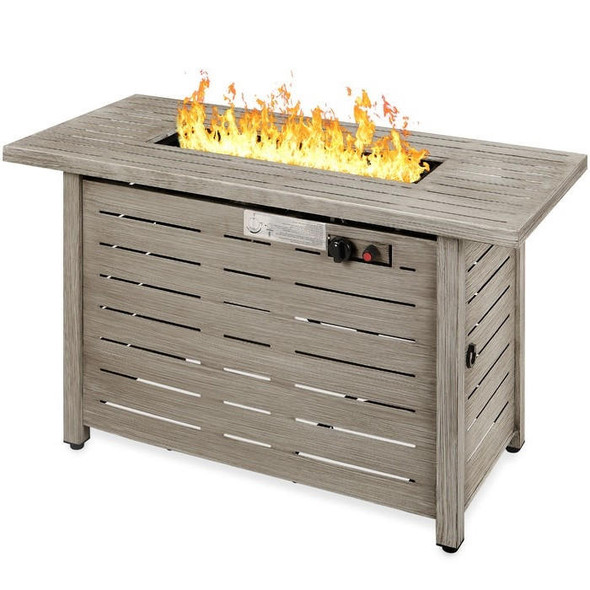 FastFurnishings Outdoor Heating Grey Steel LP Gas Propane Fire Pit w/ Auto Ignition 