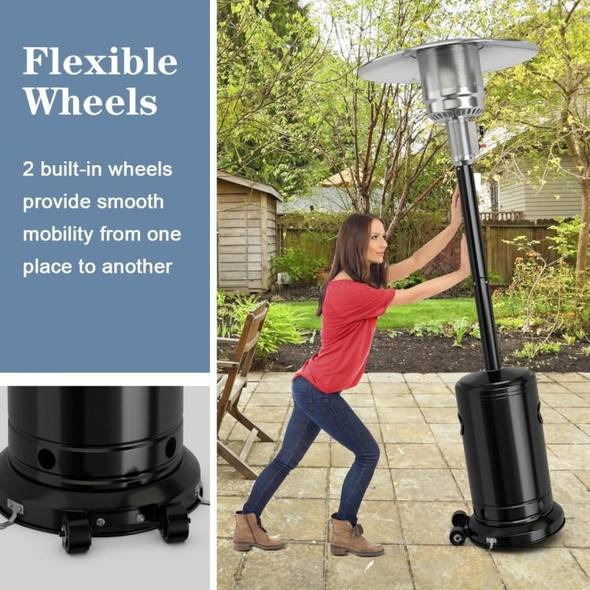 FastFurnishings Portable Wheeled Patio Propane Standing LP Gas Heater 