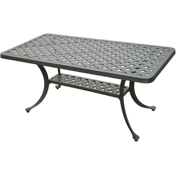 FastFurnishings Solid Cast Aluminum 21 x 42 inch Outdoor Patio Dining Cocktail Table - Charcoal 