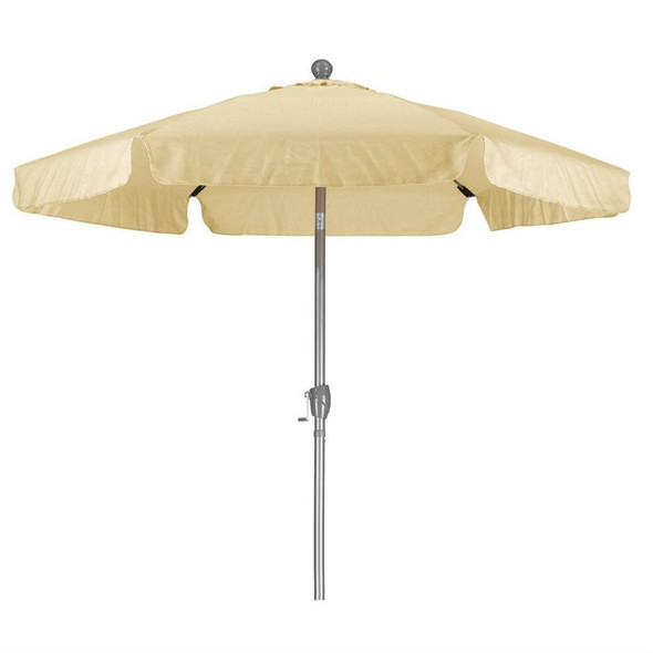 FastFurnishings Beige 7.5 Foot Off-White Patio Umbrella with Push Button Tilt and Metal Pole 