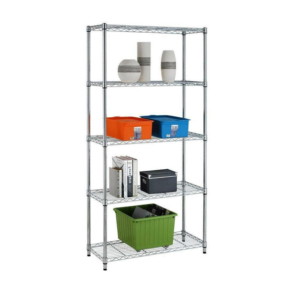 FastFurnishings Heavy Duty 5-Shelf Metal Storage Rack Shelving Unit 