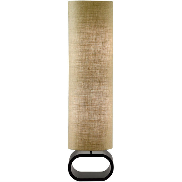 FastFurnishings Cylinder Shape Medium Brown Burlap Floor Lamp with Bent Wood Base 