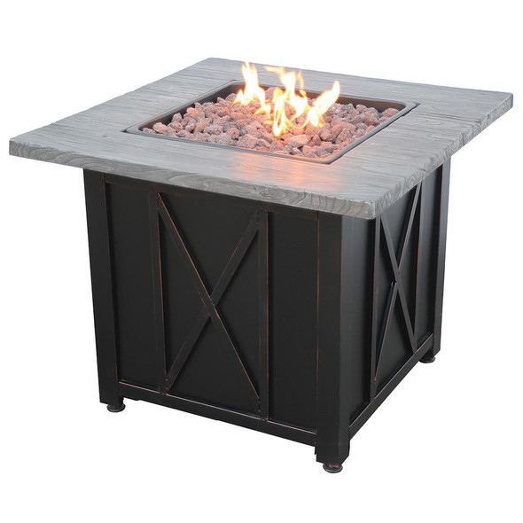 Endless Summer Endless Summer LP Gas Outdoor Fire Pit with Weathered Wood Grain Printed Mantel