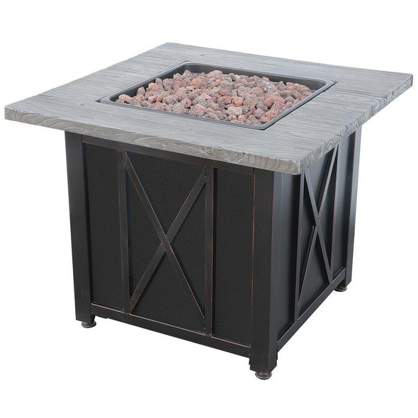 Endless Summer Endless Summer LP Gas Outdoor Fire Pit with Weathered Wood Grain Printed Mantel