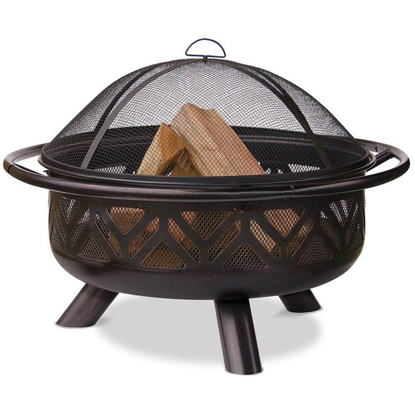 Endless Summer Endless Summer 30 Inch Oil Rubbed Bronze Wood Burning Outdoor Fire Pit with Geometric Design