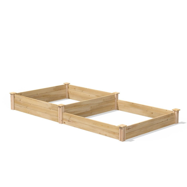 FastFurnishings 4 ft x 8 ft Pine Wood 2 Tier Raised Garden Bed - Made in USA 
