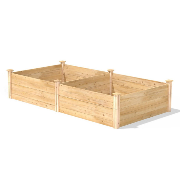 FastFurnishings 17-inch High Pine Wood Raised Garden Bed 4 ft x 8 ft - Made in USA 