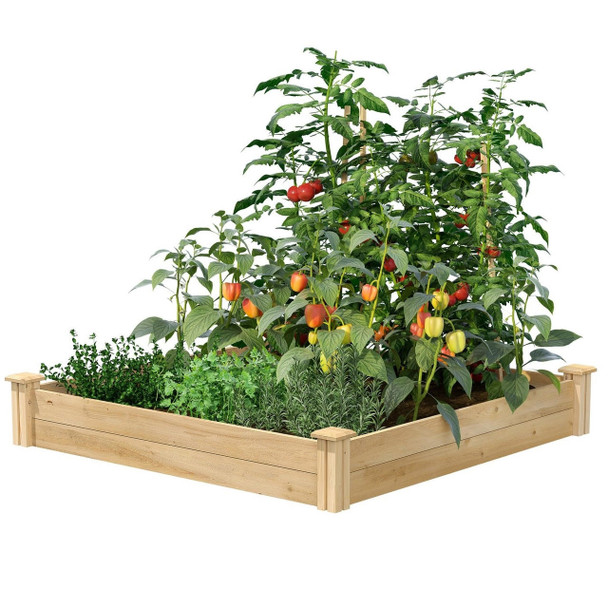 FastFurnishings 4 ft x 4 ft Cedar Wood Raised Garden Bed - Made in USA 