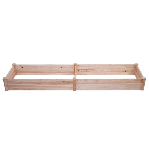 FastFurnishings Solid Cedar Wood 8 ft x 2 ft Raised Garden Bed Planter 