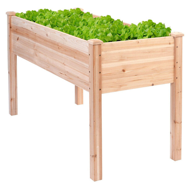 FastFurnishings Solid Wood Cedar 30-inch High Raised Garden Bed Planter Box 