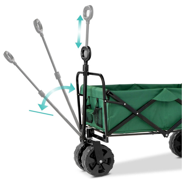 FastFurnishings Green Heavy Duty Collapsible Multipurpose Indoor/Outdoor Utility Garden Cart 