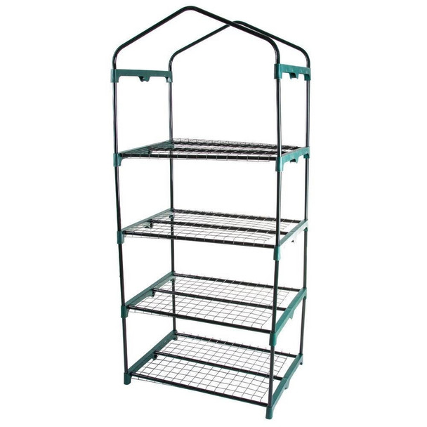 FastFurnishings Durable 4-Tier Plant Stand Greenhouse with Zippered PVC Cover 